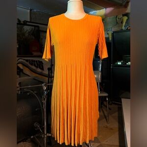 Mustard Ribbed Sweater Dress